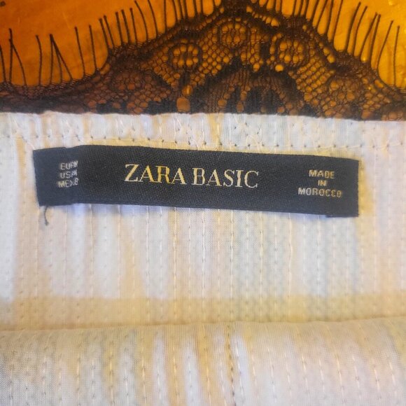 ZARA Sequined Lace Neckline Spaghetti Strap Blouse - Blue/Red/Black/Cream - Sz M - Picture 9 of 14